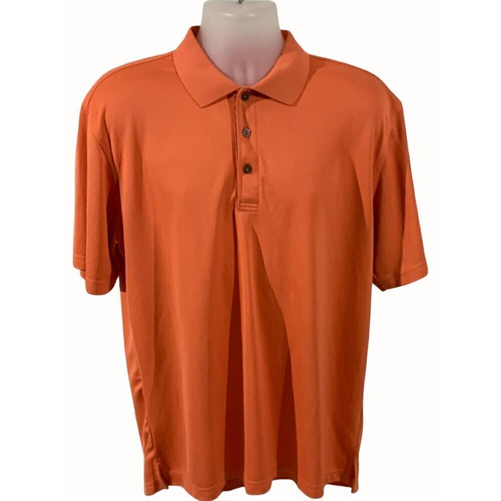 Izod Golf Collection Xtreme Function Checked Pattern Polo Shirt Coral Mens Large